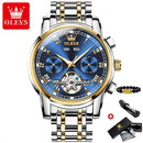 OLEVS Original Uhr für Herren, Automatische Mechanische Armbanduhr, Top-Marken Luxus Tourbillon Armbanduhr Klassische Herren Schwarze Uhren 6607