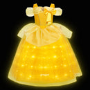 Girls Belle Princess Dress LED Light Up Summer Cosplay Costume Beauty and the Beast Clothing Birthday Party Gift
