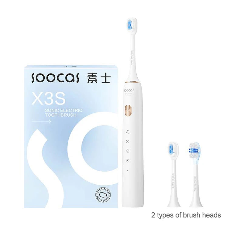 SOOCAS X3S Adult Sonic Electric Smart Toothbrush IPX8 Waterproof 180 Days Battery Life Ultrasonic Soft Cloud Toothbrush Heads