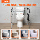 VEVOR Toilet Safety Rail, 300LBS Foldable Toilet Seat with Non-Slip Handles, Reinforced Aluminum Alloy Tube, Fit for the Injured
