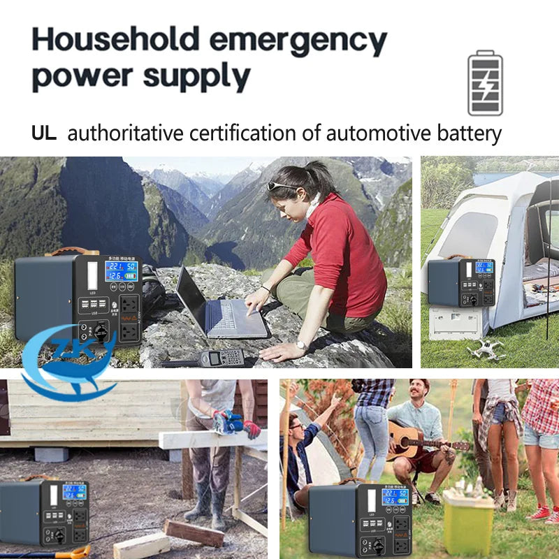 ZKon Power Station Portable 1000W 2000W 3000W 220V Solar Generator Electric Power Plant UPS Lifepo4 220V Solar For Home Camping