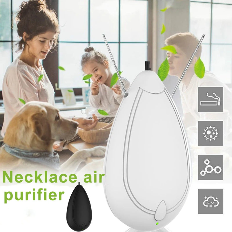 Air Freshener Neck Hanging Wearable Freshener Portable Negative Ion Air Freshening Necklace  White