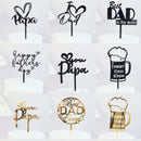 New Dad's Happy Birthday Cake Topper Golden Beer Super Dad High-grade Acrylic Father's Day Party Cake Toppers Dessert Decoration