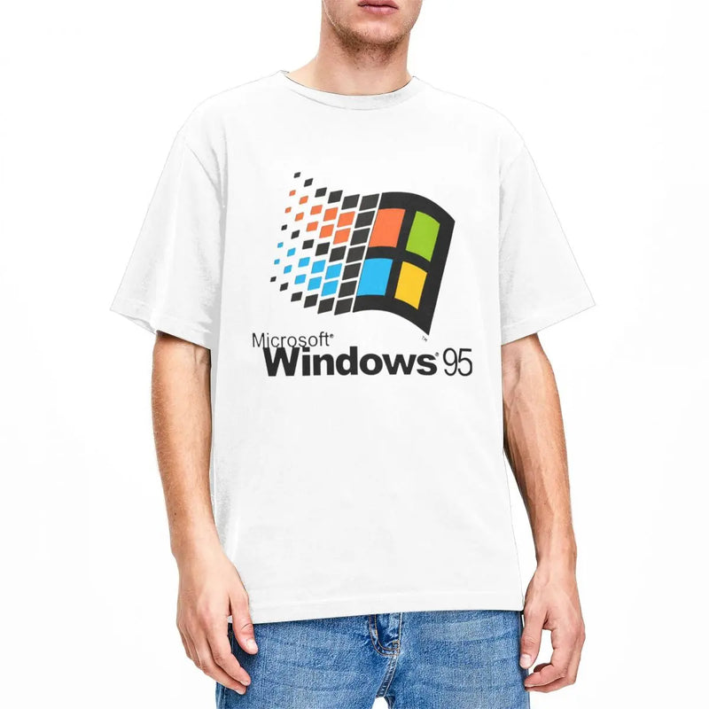 Windows 95 Vaporwave T Shirt Men Women's Crewneck 100% Cotton Windows95 Classic Computer System Tee Shirts Gift Idea Clothes