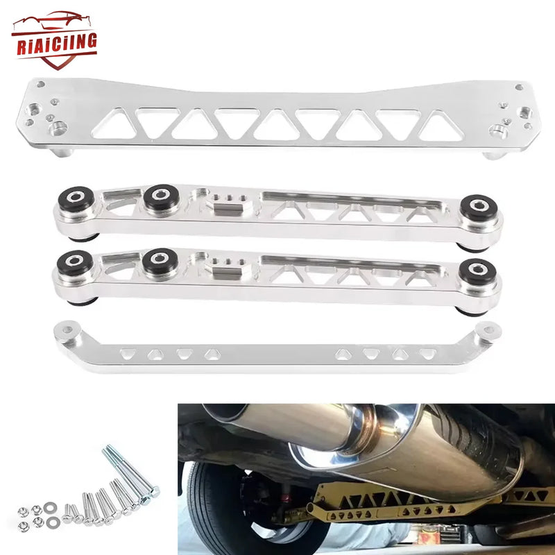 Silver Billet Aluminium REARSUBFRAME BRACE+TIE BAR+Rear Lower Control Arm For Honda Civic EG 92-95 Chassis Parts Accessories