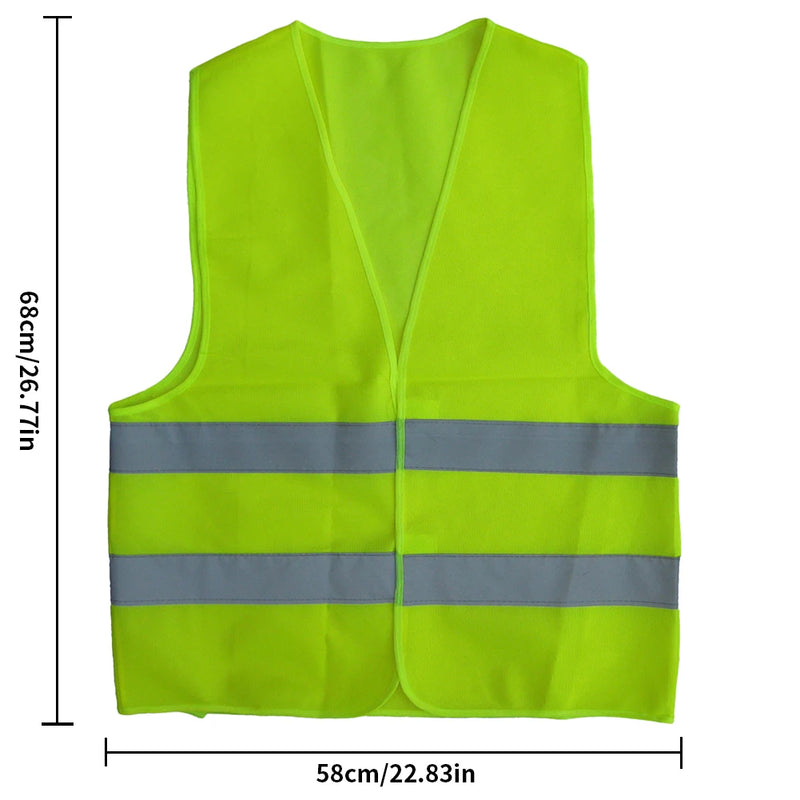Reflective Safety Vest High Visibility Night Work Security Sleeveless Yellow Vest Construction Workwear Zipper & Pockets Adults