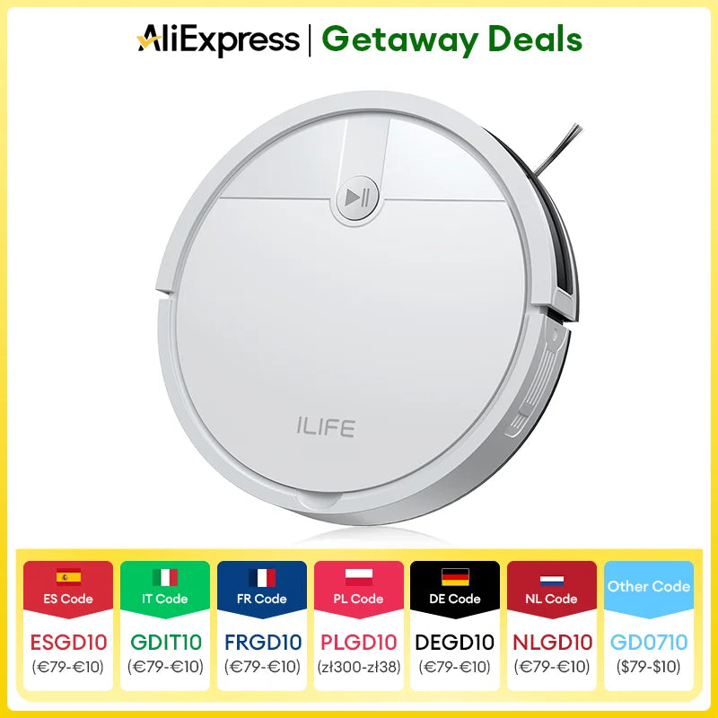 ﻿ ILIFE V2 Robot Vacuum Cleaner, 120 Min Runtime, Self-Charging Robotic Vacuum, Slim, Quiet, Ideal for Pet Hair and Hard Floors