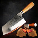 Professional Cleaver Knives Heavy Duty Chinese Knife Wooden Handle Laser Damascus Knife Cleaver Meat Chicken Fish Kitchen Knife