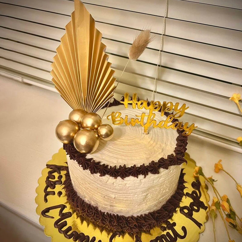 2/4pcs Palm Spear Cake Topper Happy Birthday Golden Palm Leaf Decor Cake Decorating Wedding Baking Dessert Table Party Favors