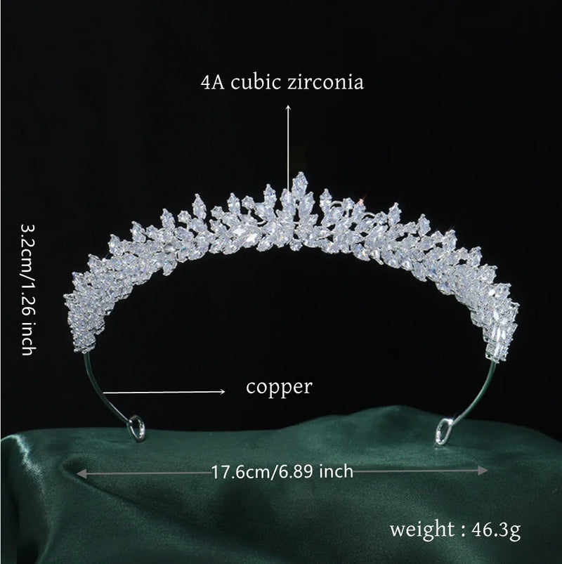 Princess Wedding Tiaras Crowns Bridal Headbands CZ Zirconia Bride Crown Headdress Birthday Party Prom Hair Jewelry Headpiece