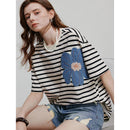 TOYOUTH Women Short Sleeve T shirt 2025 Spring New Tops 8521034