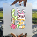 15cm New Easter Egg Rabbit Iron On Heat Transfer Stickers For Clothes DTF Pinted Vinyl Thermal Appliques Washable T-Shirt Decal