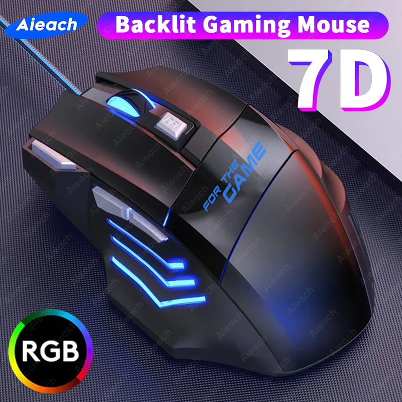 Esports Gaming Mouse 3200 DPI 7 Keys Game Mouse RGB Backlit Ergonomic Wired Game Mouse For Computer PC Laptop Accessories Mice