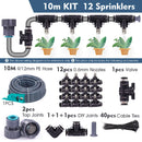 3/8" 9/12mm Misting Cooling System 0.6mm Nozzles Fine Atomizer PE Tubing Filter Self-priming Pump Garden Irrigation Watering Kit