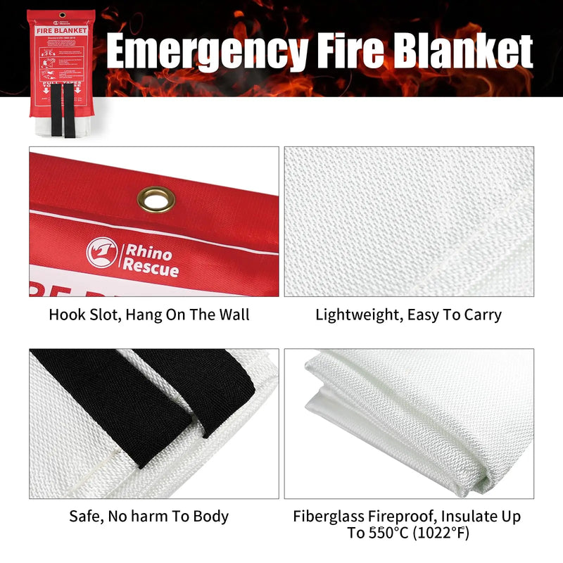 Fire Blanket 1.2M*1.2M Fire Shelter Fiberglass Fire Flame Retardant Emergency Survival Safety Cover Fire Emergency Blanket White