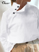 Celmia Fashion Damenblusen 2024 Sommer Baumwollleinen Blusas Mujer Stylisches weißes Hemd Elegante Kurzarmtuniken Leicht