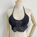 summer holiday beach camis lady sexy tassels crochet camisole women sexy tassels bikini camis female crochet halter bikini tops