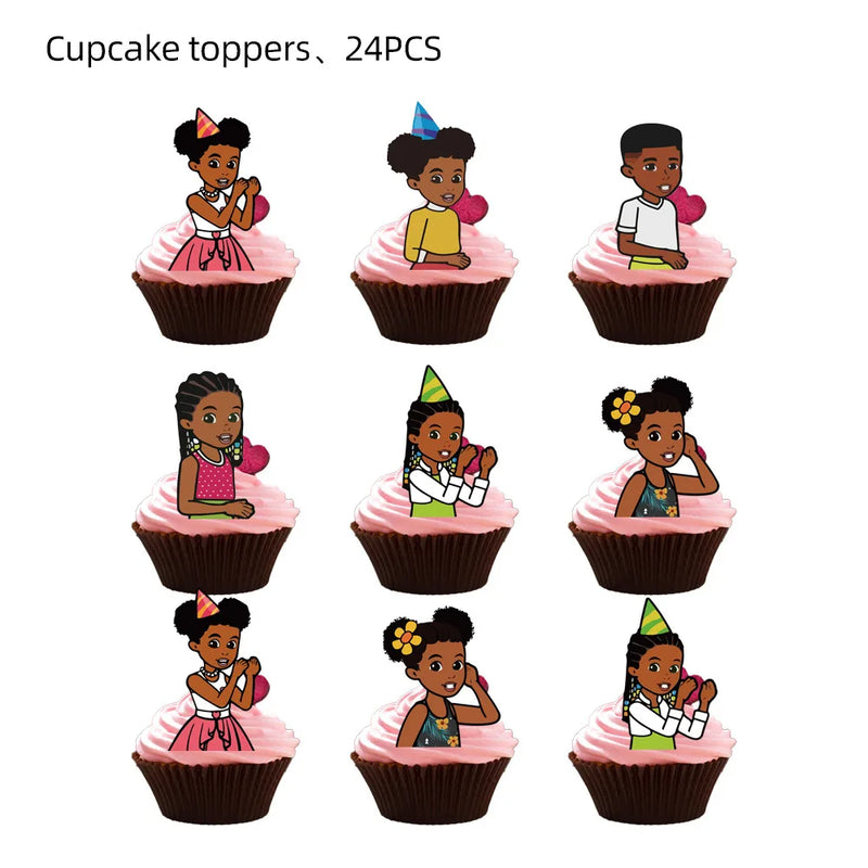 Pink Black Girl Gracies Birthday Party Decorations Corner Party Favors Tablecloth Cups Plates Baby Shower supplies Free Shipping