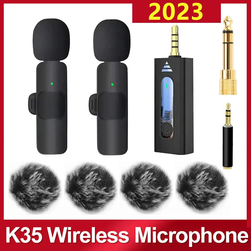 2023 K35 3.5mm Wireless Lavalier Lapel Noise Reduction Microphone Universal 3.5 Best Recording Mic For Camera Speaker Smartphone