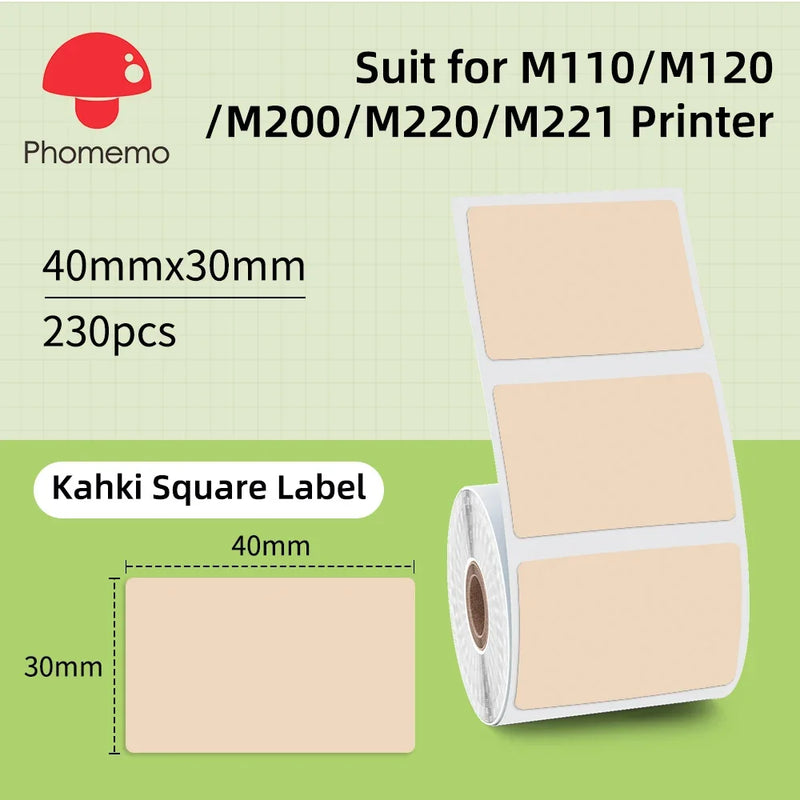 Phomemo Mini Printer Thermal White/Color/Round/Transparent Sticker Self Adhesive Waterproof Sticker For M110 M220 M221 M120 M200