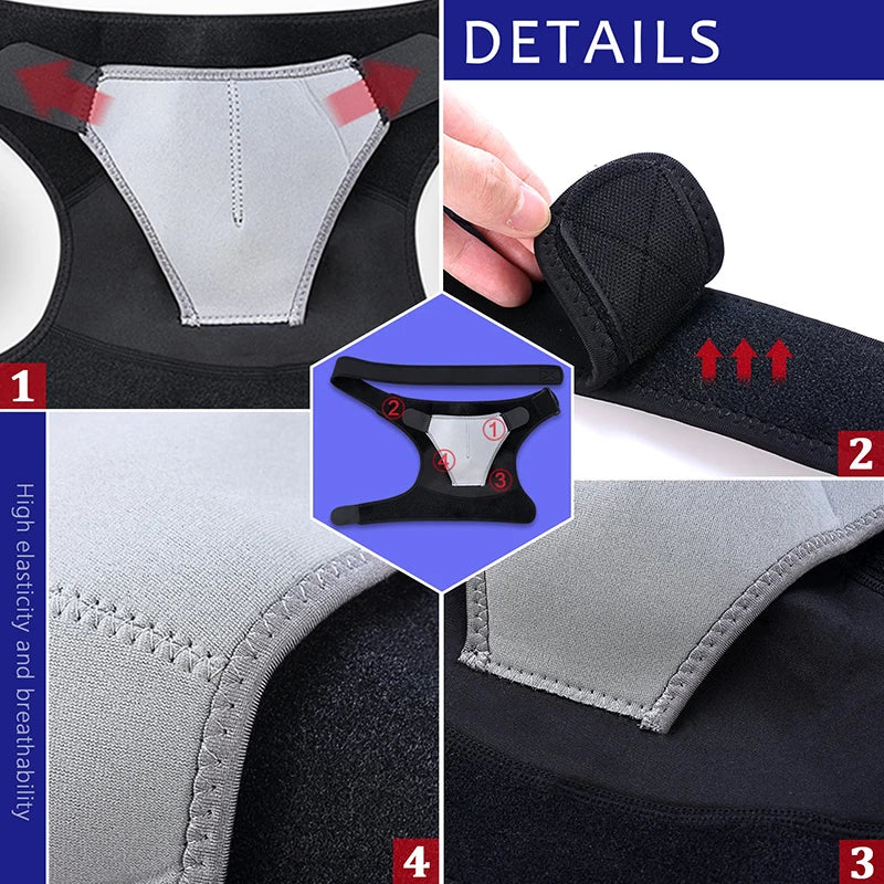 Adjustable Shoulder Support Brace Pad Belt Band Strap Wrap  Neoprene Shoulder Compression Sleeves Back Brace Guard