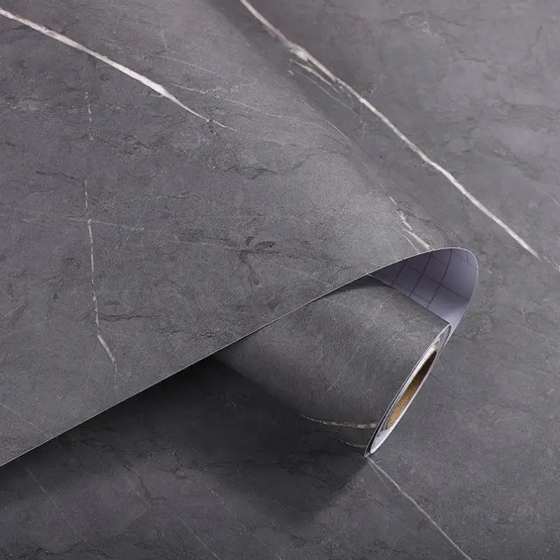 Matte Thick Gray Marble Pattern Waterproof Film Furniture Self-Adhesive Wallpaper Kitchen Countertop Oil-Proof Rock Wall Sticker