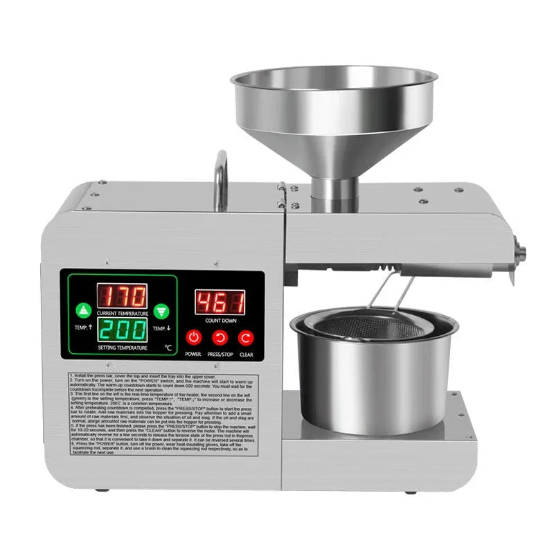 X8S New Intelligent Temperature Control Oil Press 820W Small Household Commercial Oil Press Homemade Peanut Oil 110/220V