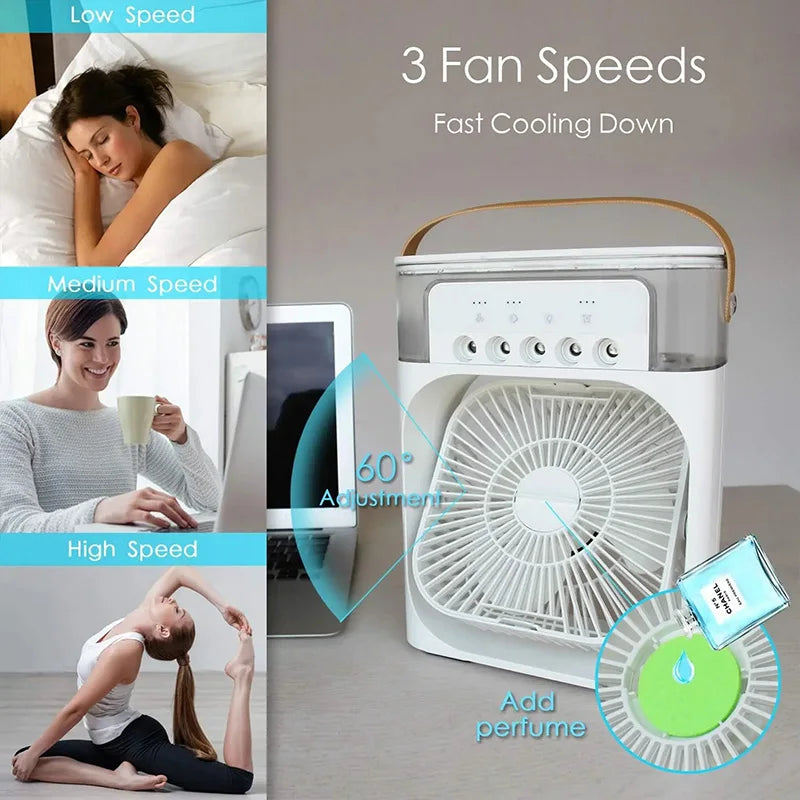 Humidifier Cooler Fan 3 Gear Air Conditioner Cooler Portable USB Chargeable Desktop Spray Fans For Office Dormitory Room Cooling