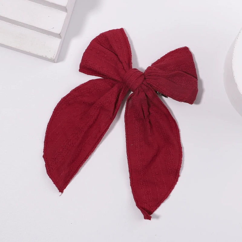 1Piece 5.4Inches Solid Color Bows Hair Clip For Kids Girls Cotton Big Butterfly Knot Hairpin Baby Gift Headwear Hair Accessories