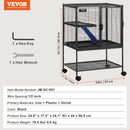 SucceBuy 64.6" Rolling Metal Ferret Cage Large 4-Tier Critter Nation Cage Small Animal Cage for Rats Hamster Guinea Chinchilla