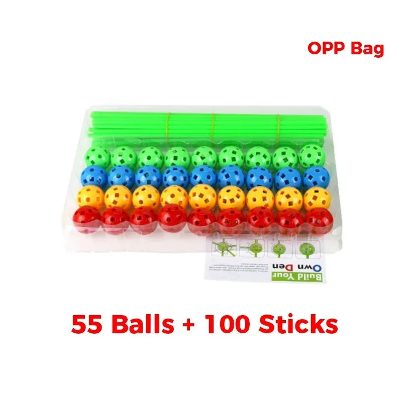 Kids Construction Toys Fort Tent Building Kits DIY 3D Play Tent House Sticks Design Building Tools Assemble Toys Children Gifts