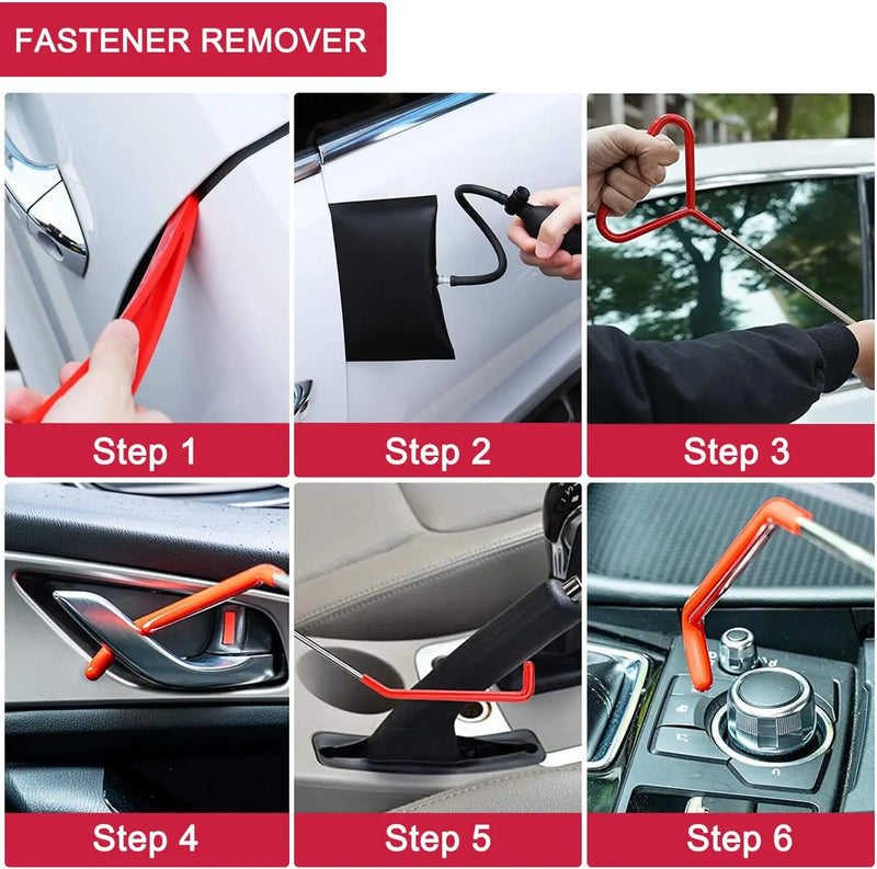 EAFC 21/18PCS Car Door Tool Kit Inflatable Air Pump Auto Window Door Open Fixing Gripper Tools Long Reach Kits with Carrying Bag