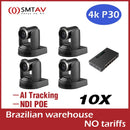 SMTAV 4PCS 4K PTZ Camera NDI 10X Optical Zoom AI Auto Tracking with HDMI SDI USB3.0 RJ45 LAN Live Streaming PTZ Conference