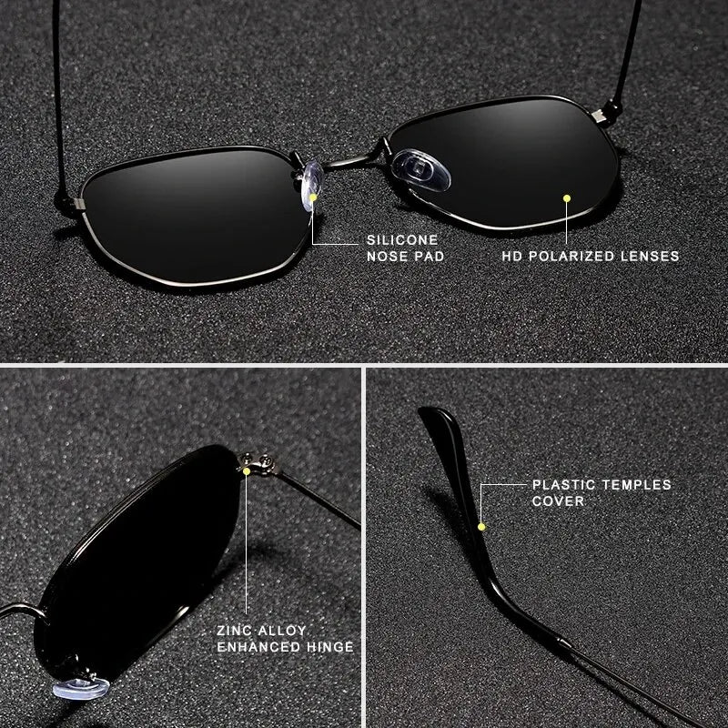 GXP Fashion Hexagon Retro Reflective Sunglasses Men Sun Glasses Stainless Steel Eyewear Men's Polarized Sunglasses Beach Glasses