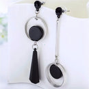 Neue asymmetrische schwarze Hängeohrringe für Damen, hohle Kristall-Tropfenohrringe, Rock, geometrische Statement-Ohrhänger, Aretes