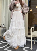Korobov Sweet A-line Skirts for Women Faldas Para Mujeres Autumn New High-waisted Slim Fairy Cake Skirt Vintage Y2k Long Skirt