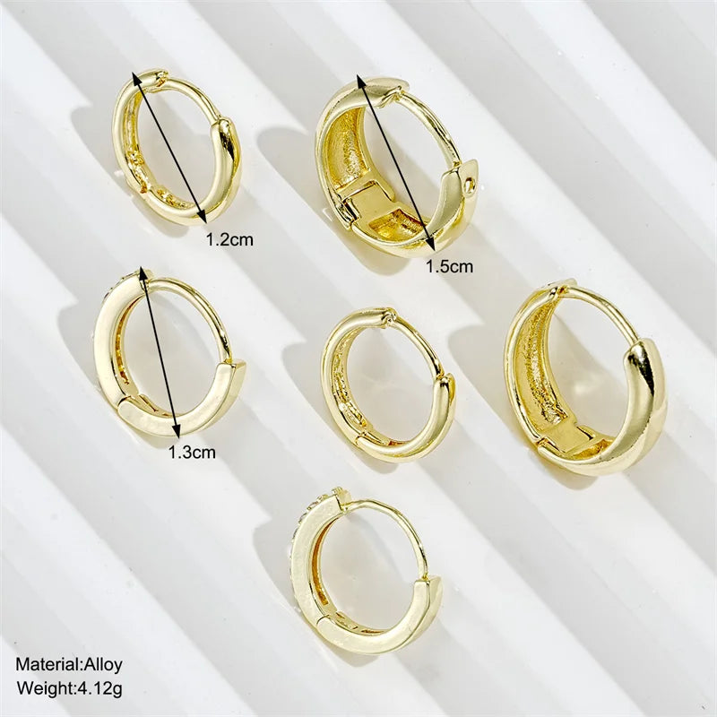 6Pcs Stainless Steel Mini Hoop Earrings Set for Women Shiny Rhinestone Zirconia Huggie Circle Punk Earrings Party Jewelry Gifts