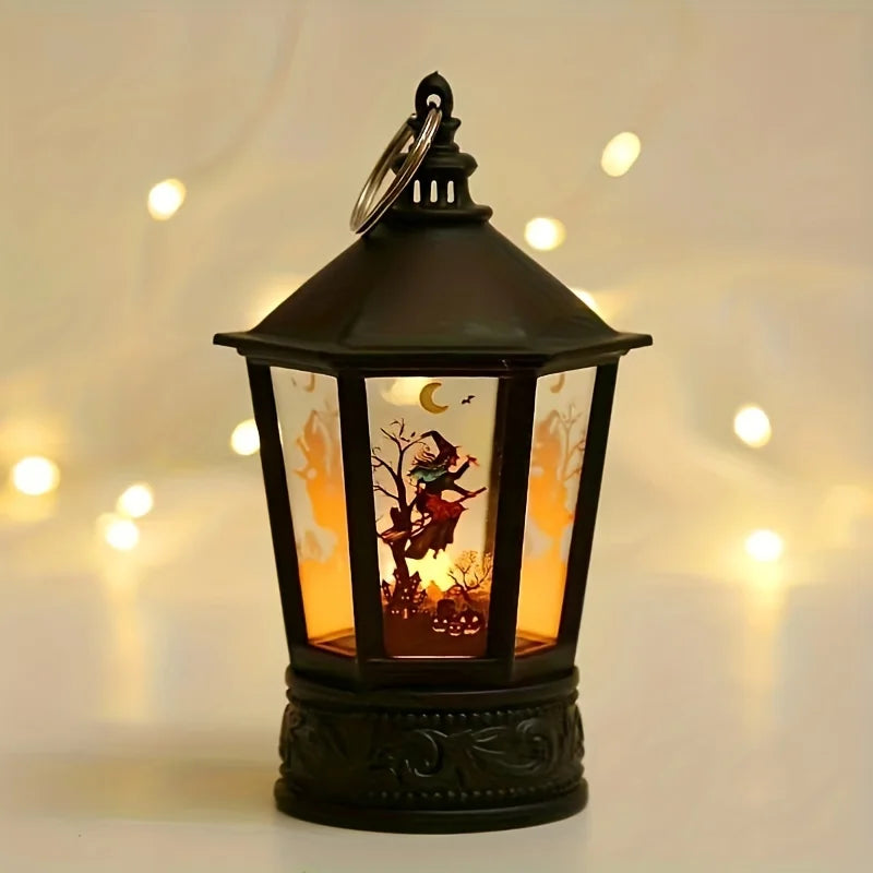1pc Halloween Pumpkin Lantern LED Electronic Candle Easter Party Layout Decoration Ornaments Pagoda Wind Lamp Hanging