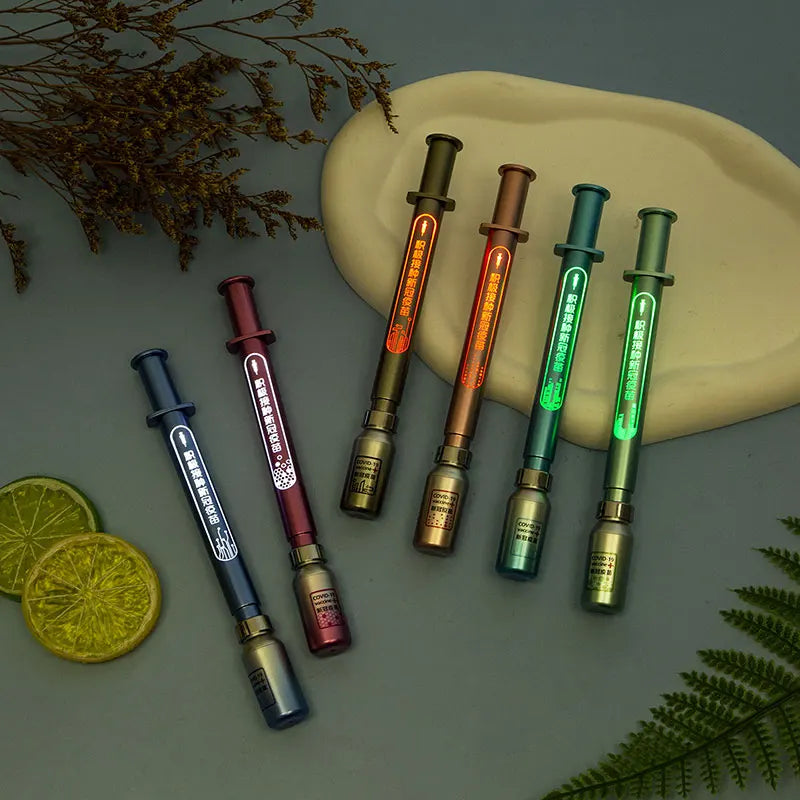 1Pcs Creative Luminous Syringe Modelling Neutral Pen Gel Signature Pens Students Nurse Gift Stationery