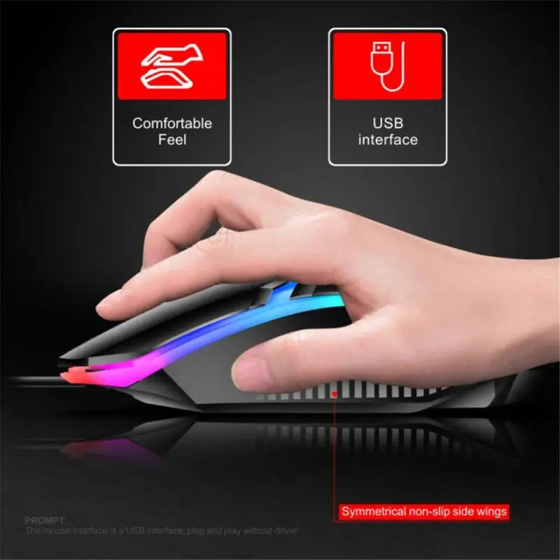 RYRA PT6  Wireless Mechanical USB Wired Keyboard Mouse Set With Rainbow LED Backlight Gaming Keyboard Gaming Mouse For Laptop PC