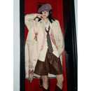 ELFSACK 2025 Autumn New Arrivals Casual Cute Hand Drawn Print Long Trench Coat Stylish Overcoat For Woman