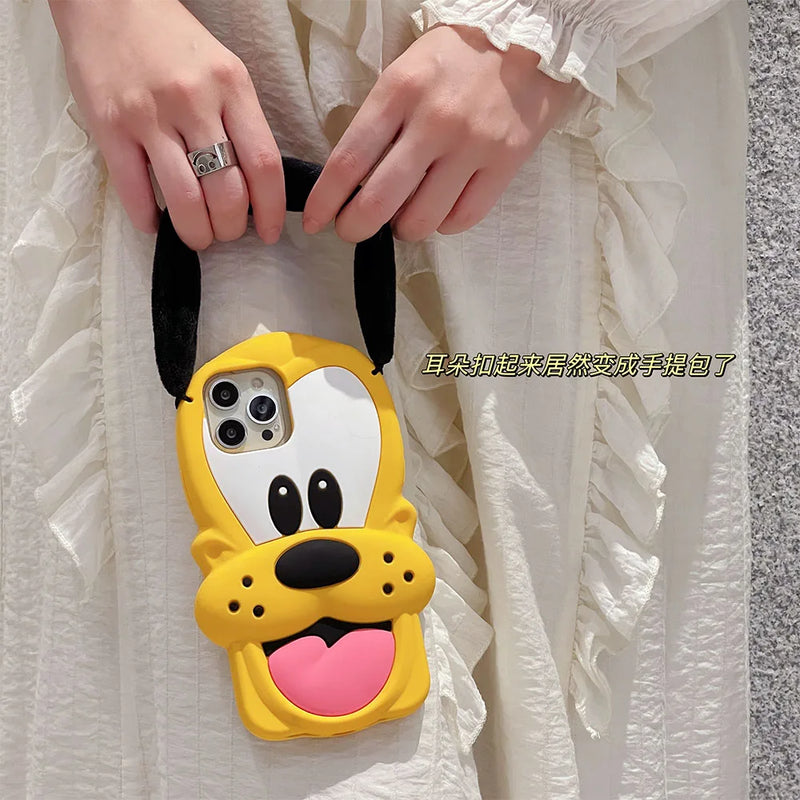 Cartoon Animal Dog Cute 3D Case For iphone 14 13 12 11 Pro Max Shockproof Bumper Soft Silicone bubble Phone Cover kids gift Capa