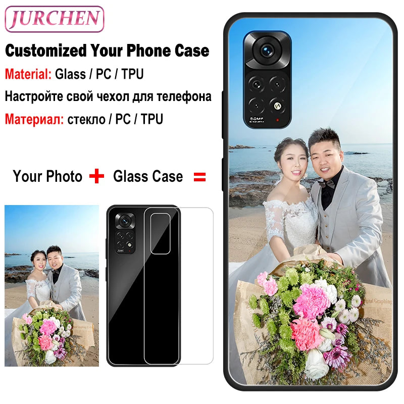Custom Photo Glass Case For Xiaomi Poco F4 X5 M5S C51 C50 C40 Redmi Note 12 12C 12S 9A 9AT A1 K60 E Pro Plus Lite 10 11 Prime 5G