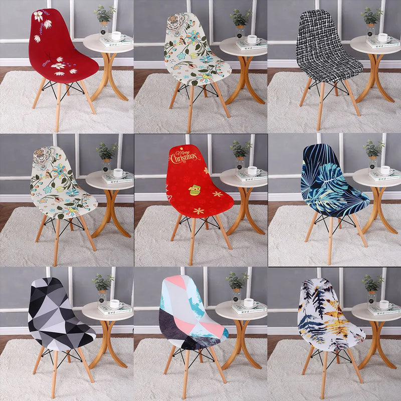 Shell Chair Cover Fashion nordic christmas cover Elastic Armless Scandinavian Chair Kitchen Bar Seat Cushion Furniture protect