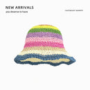 Sun Hat Women's Summer Sun Protection UV Protection 2024 New Beach Vacation Fisherman Hat Rainbow Colorful Striped Basin Hat