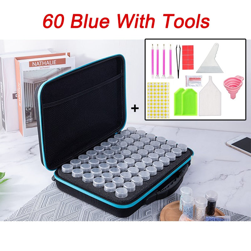 7/15/30/60 Bottles Storage Box 5D Diamond Painting Accessories Tools Storage Box Carry Case Diamant Painting Tools Container Bag