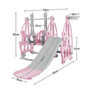 3 in 1 Kids Garden Climber Slide & Swing Set Basketball Hoop Children Playground, Pink