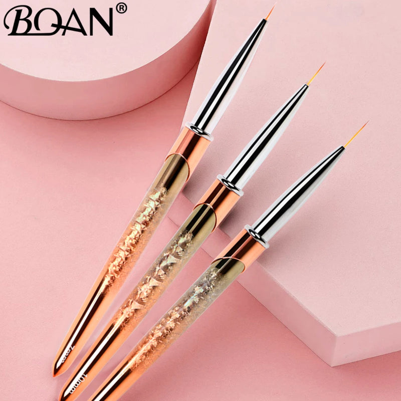 BQAN Rose Gold Nail Art Brush Gradient Gel Nail Brush Line Painting Brushes Nails Crystal Acrylic Liner Drawing Pen