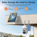 SHIWOJIA 12X Zoom 4G LTE Solar Security Camera 8MP Night Vision Dual-Lens Outdoor WiFi Solar Battery Camera PIR Human Detection