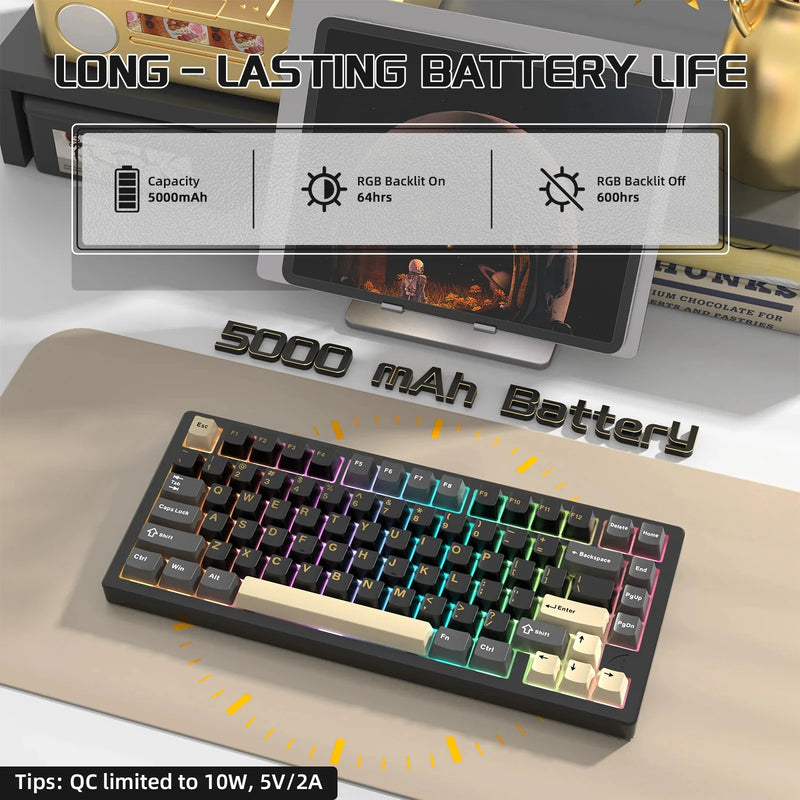 ATTACK SHARK X75 Full Aluminum Keyboard 75% VIA Wireless Gasket Mechanical Keyboard